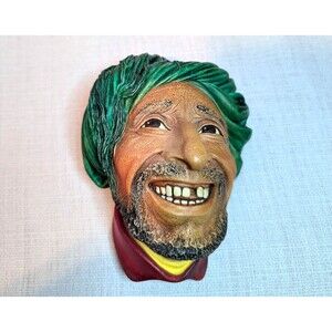 Vintage 1963 Bossons Chalkware Head ~ KURD Man Turban Wall Art Sculpture England